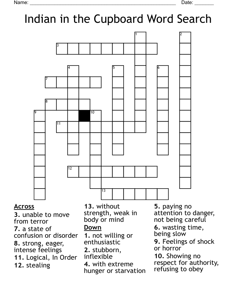 Indian in the Cupboard Word Search Crossword