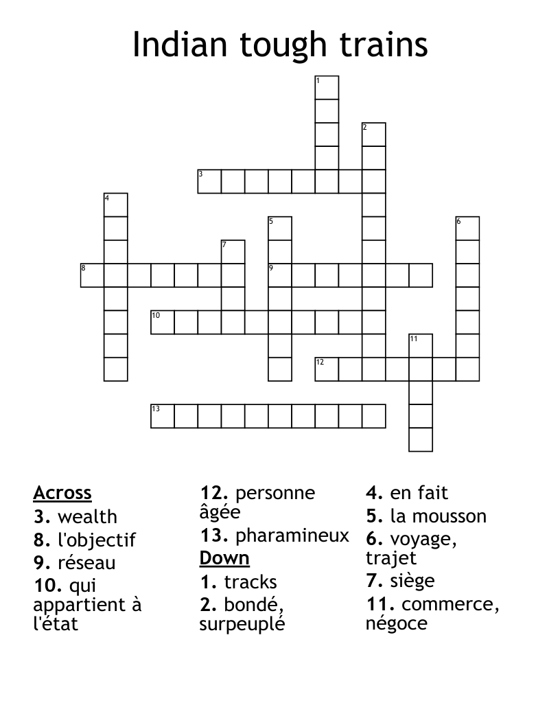 Indian tough trains Crossword