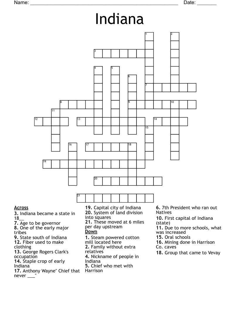 Indiana Crossword