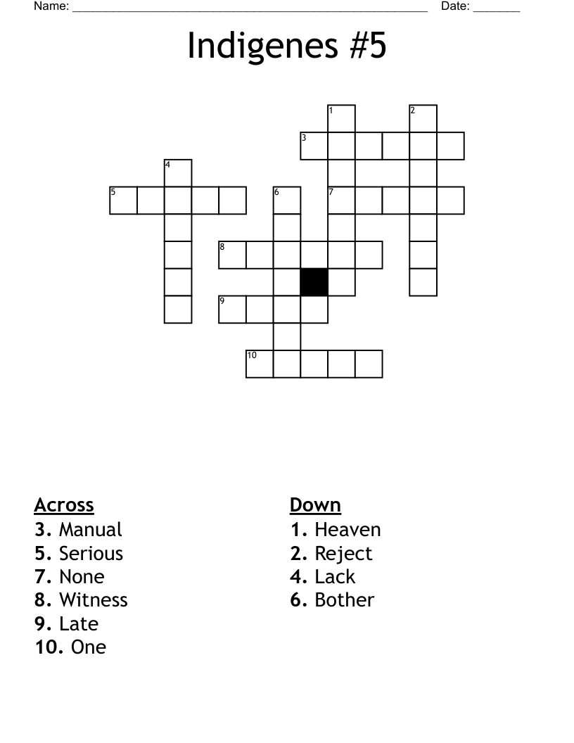 Indigenes #5 Crossword