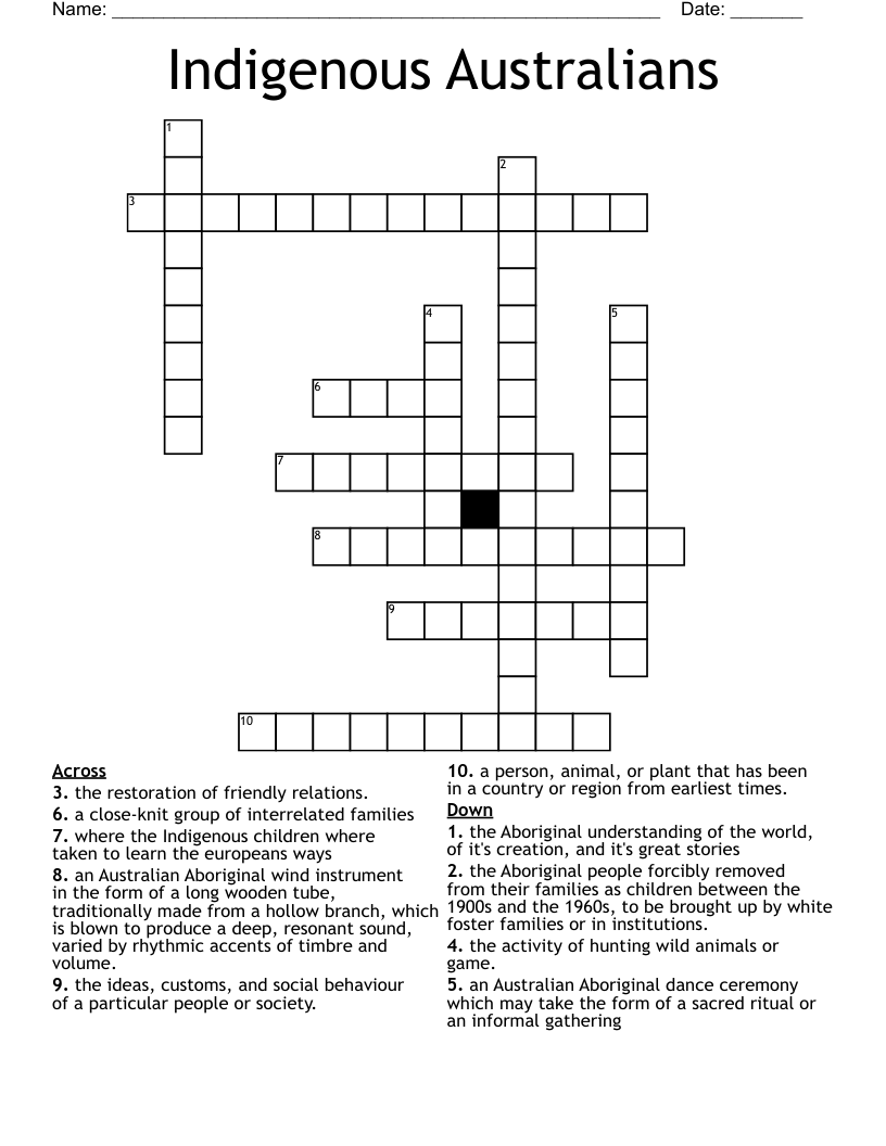 Indigenous Australians  Crossword