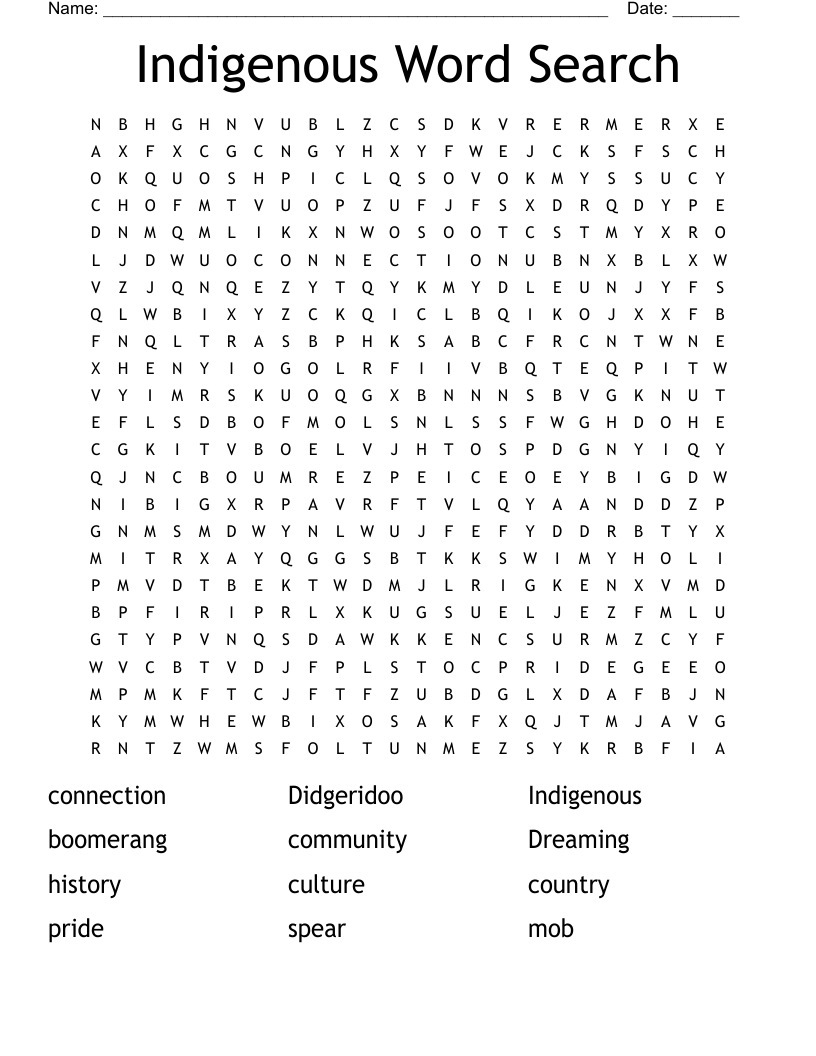 Indigenous Word Search