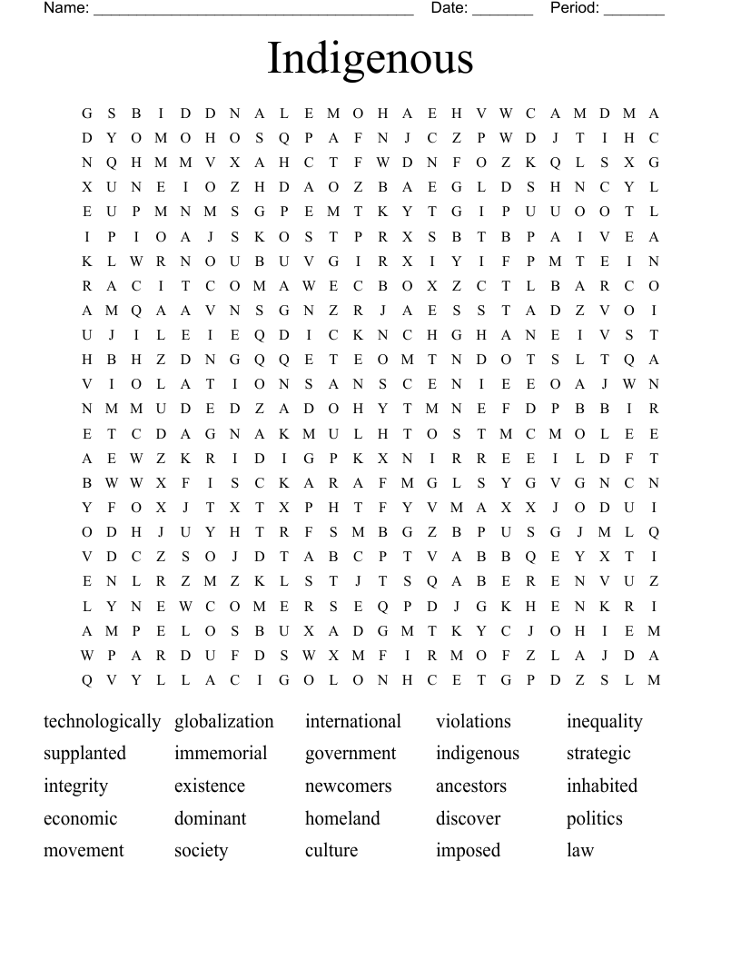 Indigenous  Word Search