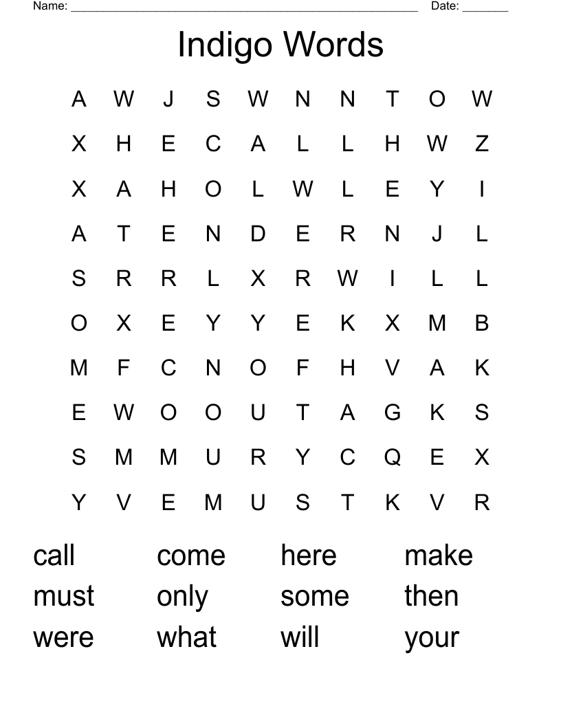 Indigo Words Word Search