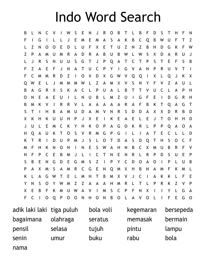 Indo Word Search
