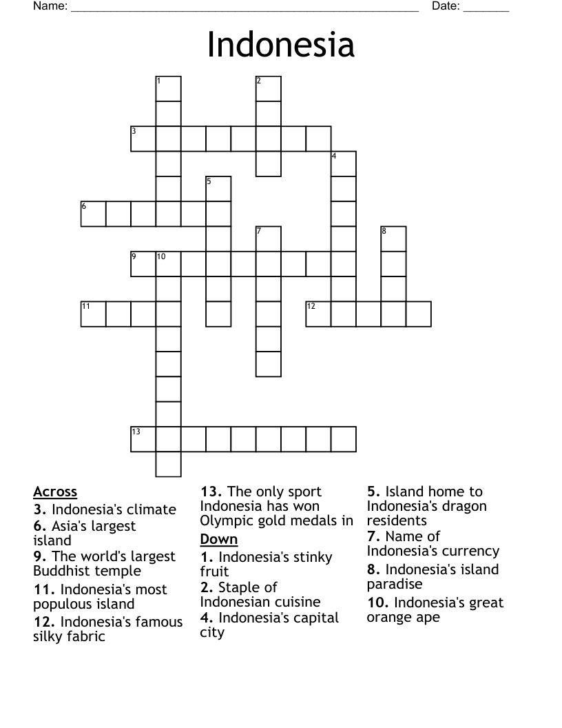 Indonesia Crossword