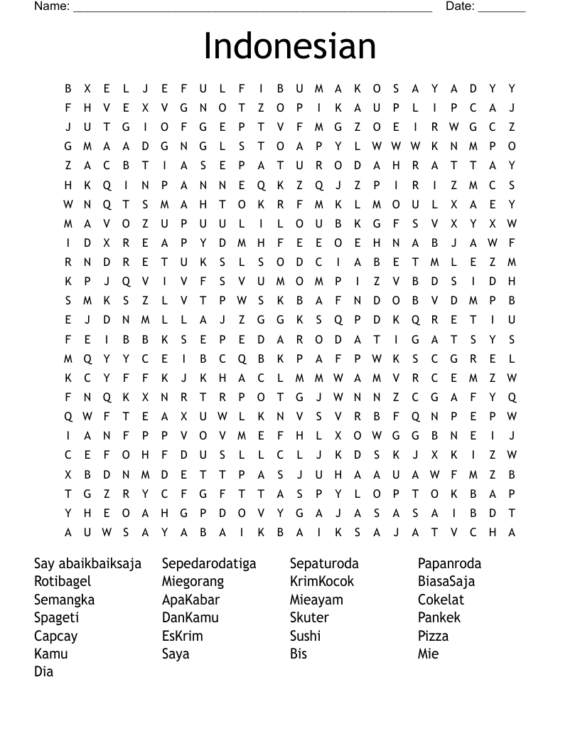 Indonesian Word Search
