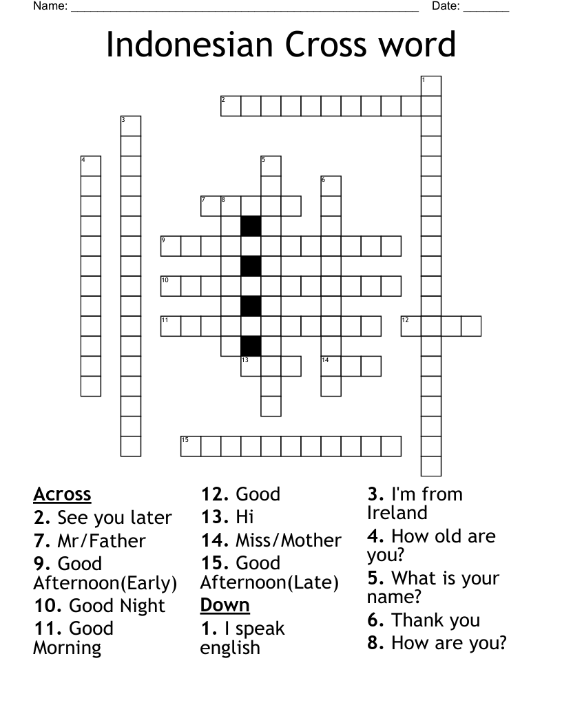 Indonesian Cross word