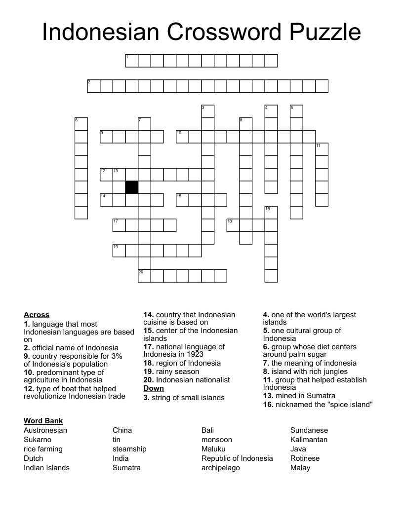 Indonesian Crossword Puzzle