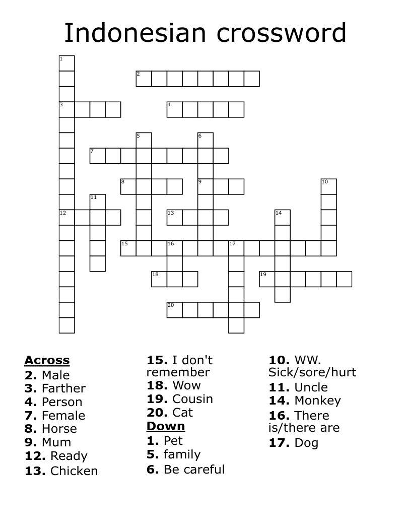 Indonesian crossword