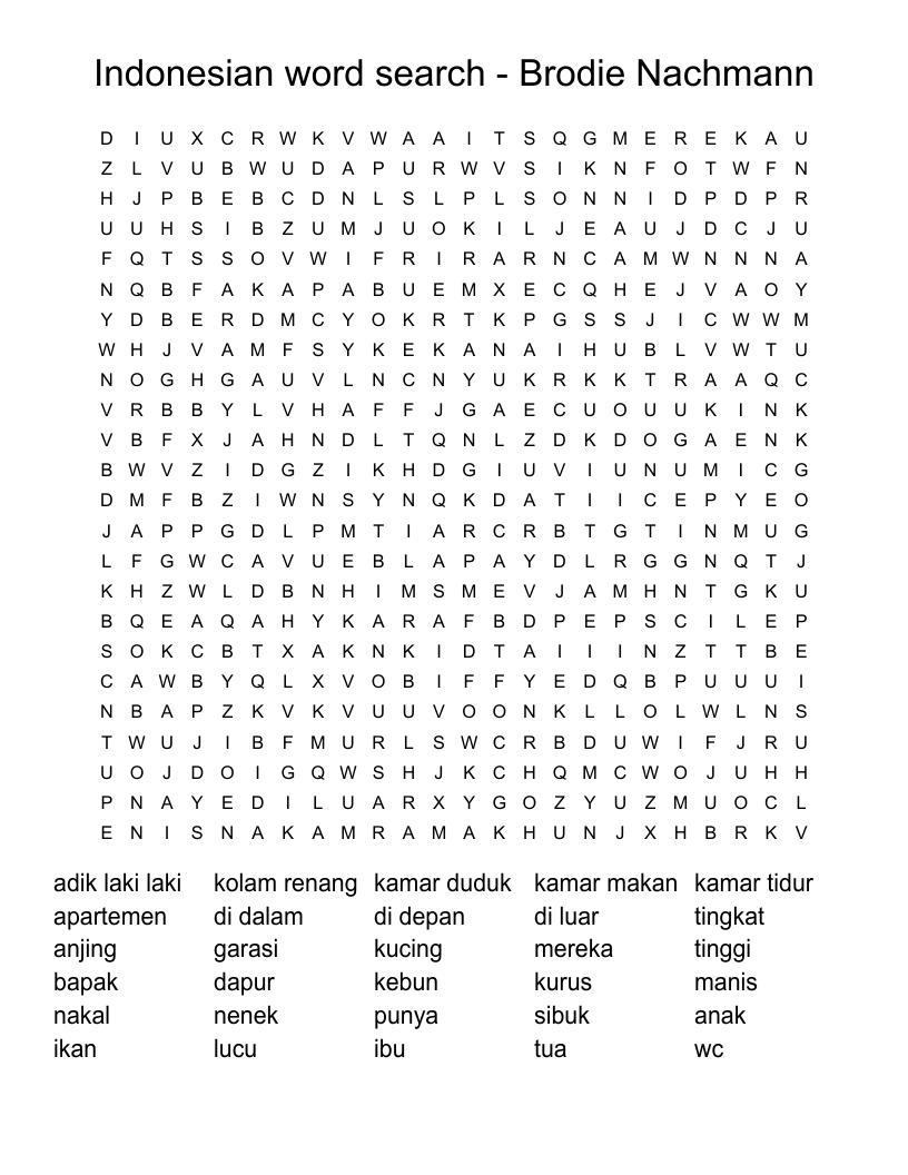 Indonesian word search - Brodie Nachmann