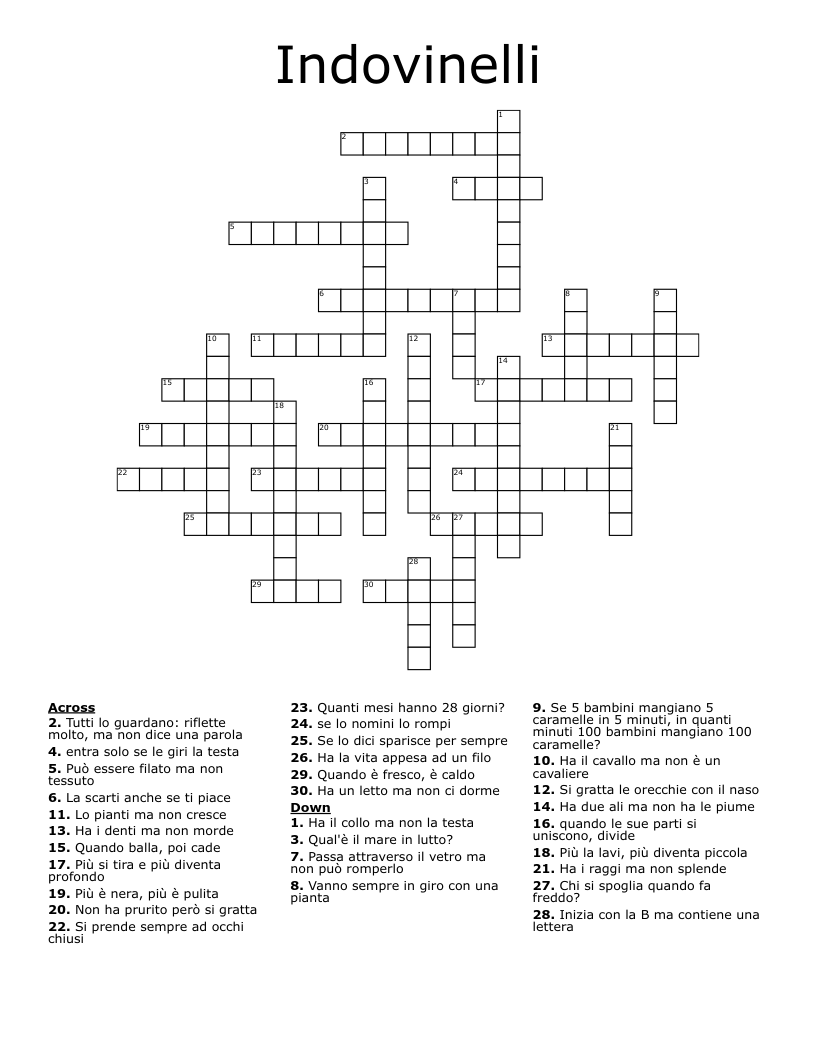 Indovinelli  Crossword