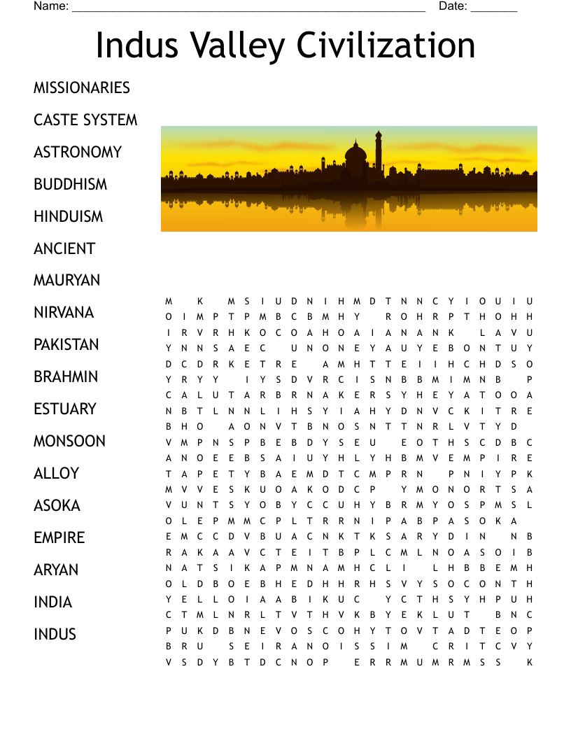 Indus Valley Civilization Word Search