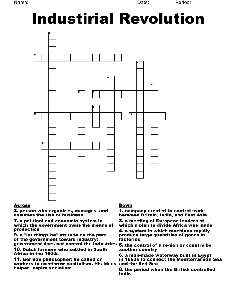 Industirial Revolution Crossword