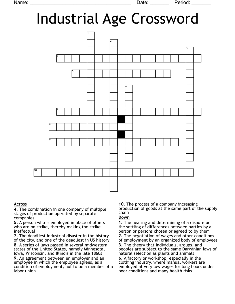 Industrial Age Crossword