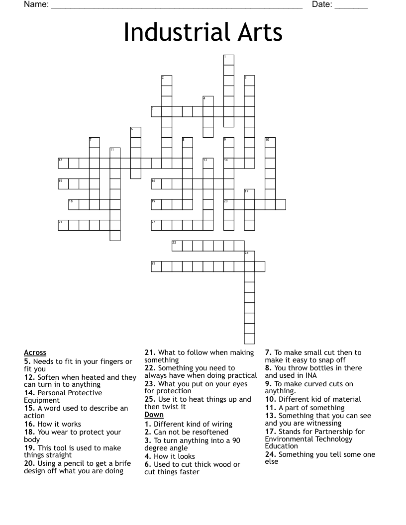 Industrial Arts     Crossword