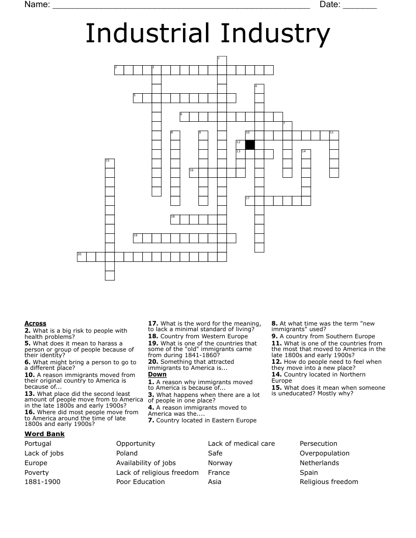 Industrial Industry  Crossword