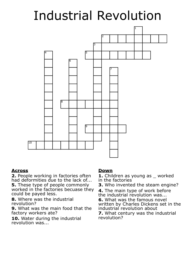 Industrial Revolution Crossword