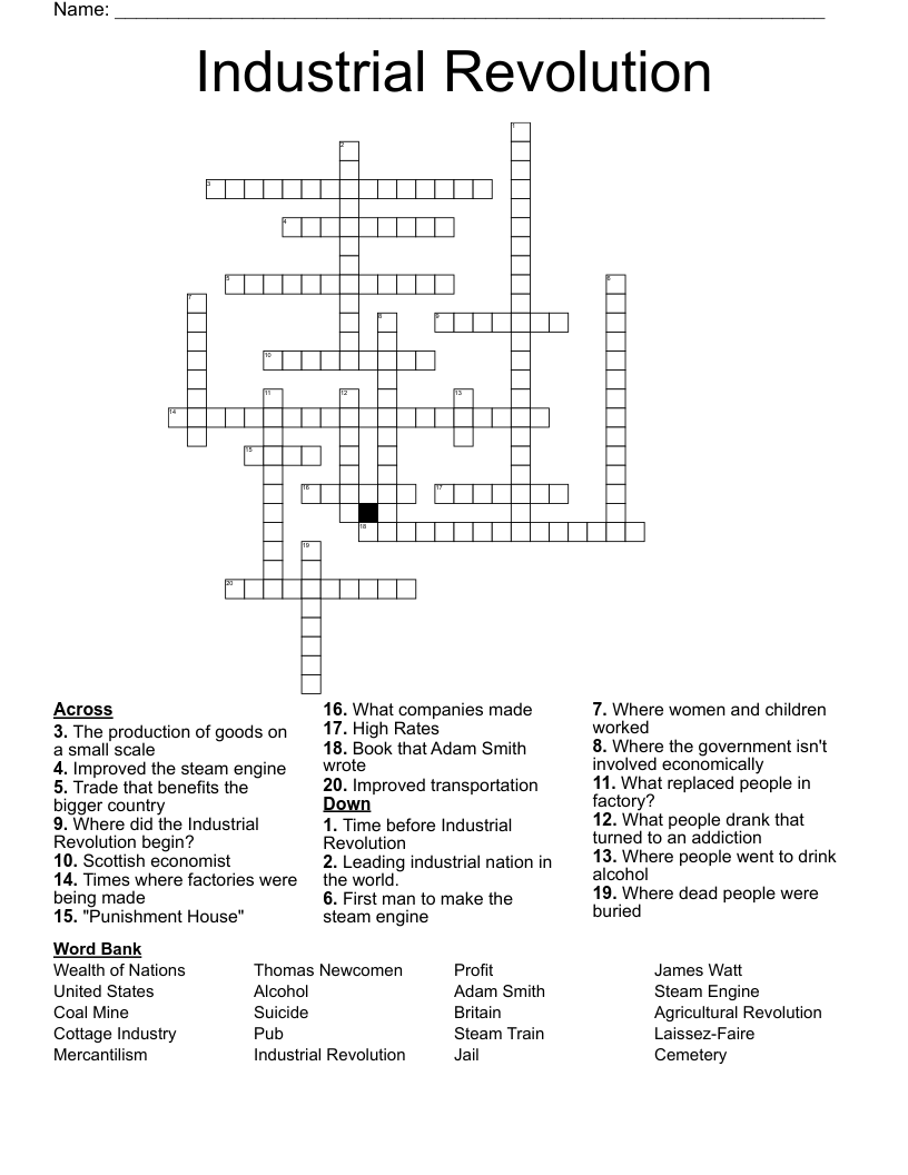 Industrial Revolution Crossword