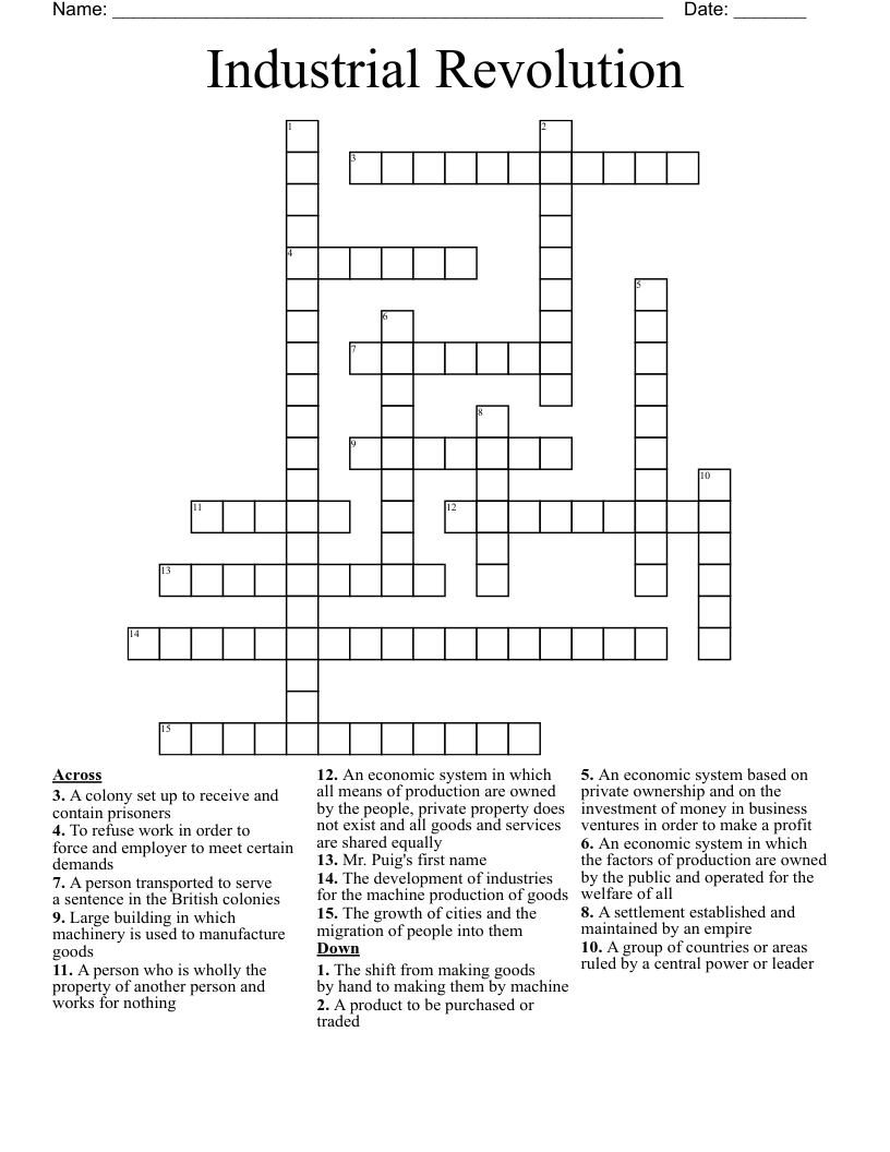 Industrial Revolution Crossword