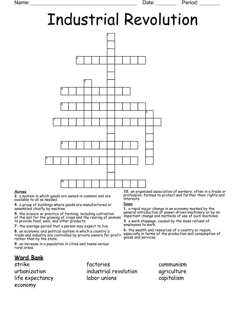 Industrial Revolution Crossword