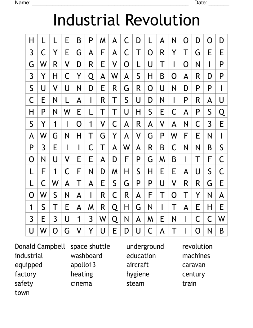 Industrial Revolution Word Search