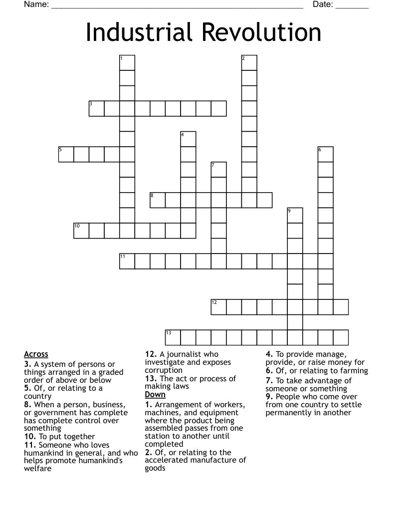 Industrial Revolution Crossword