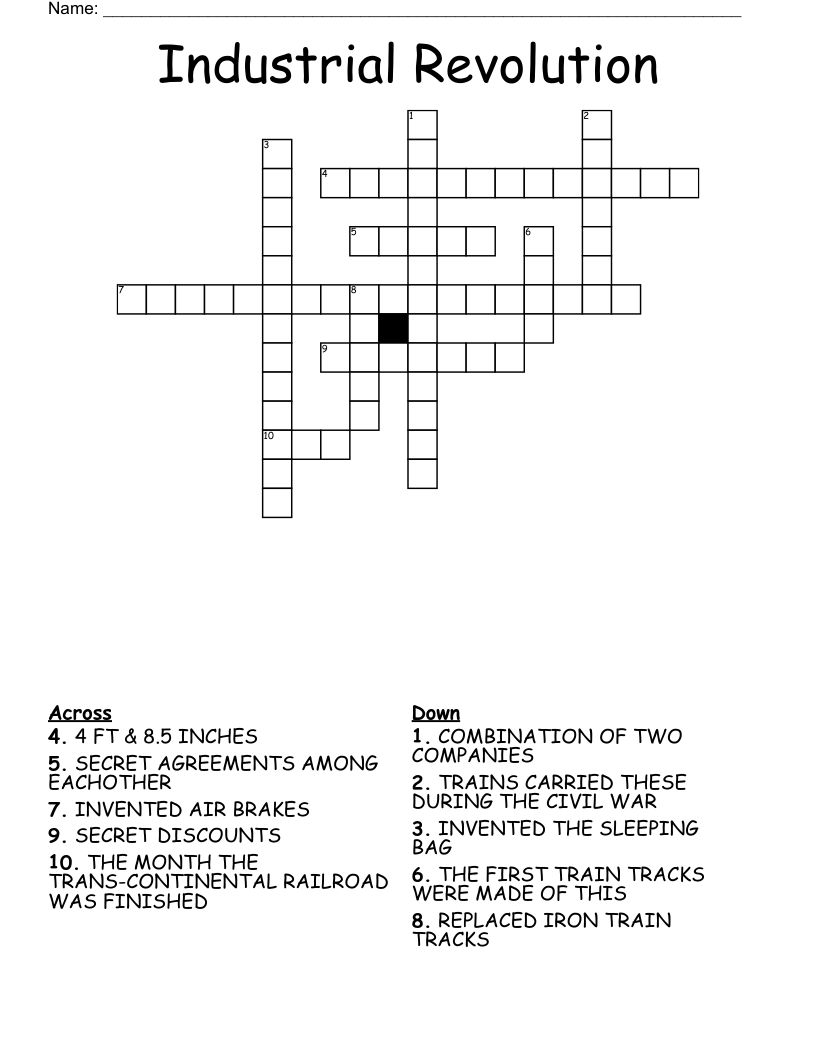 Industrial Revolution Crossword