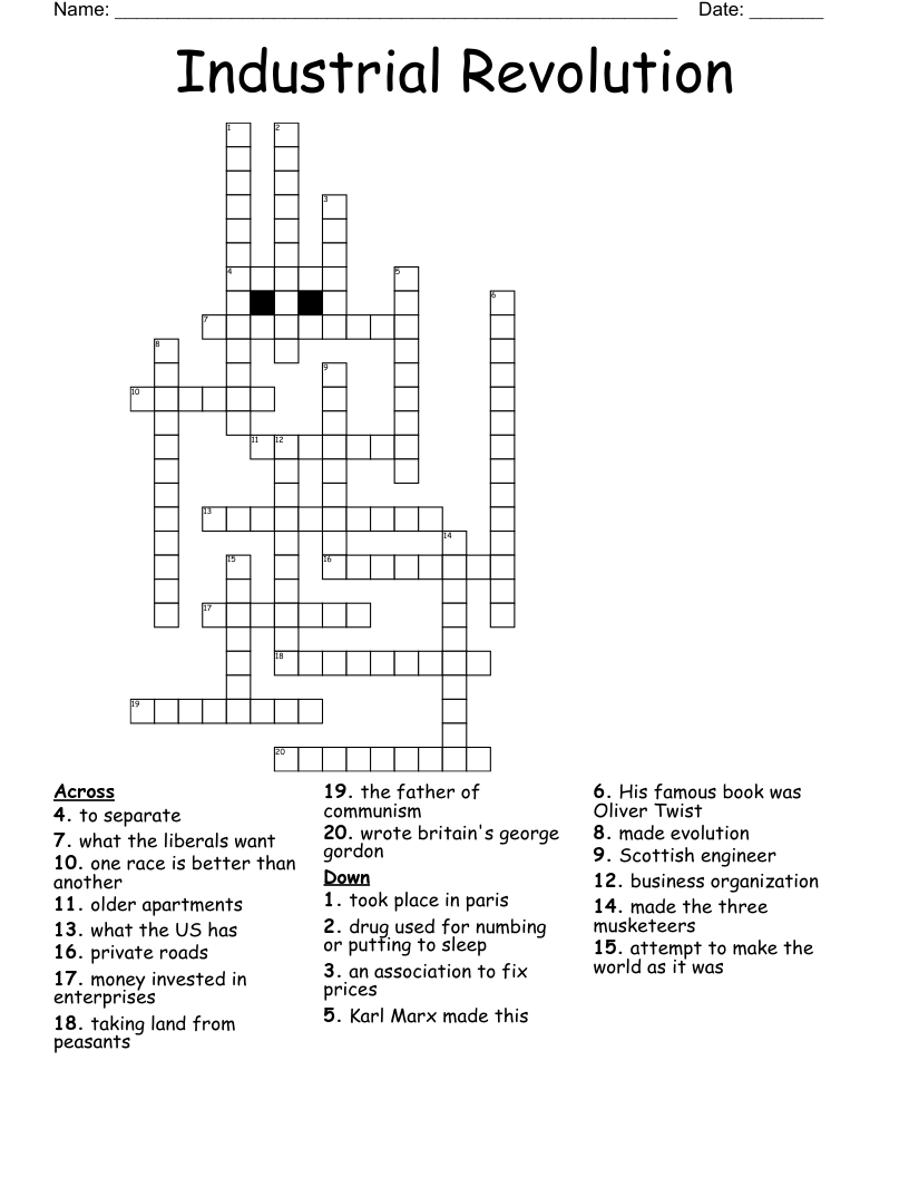 Industrial Revolution Crossword