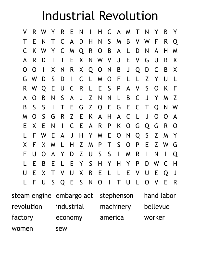 Industrial Revolution Word Search