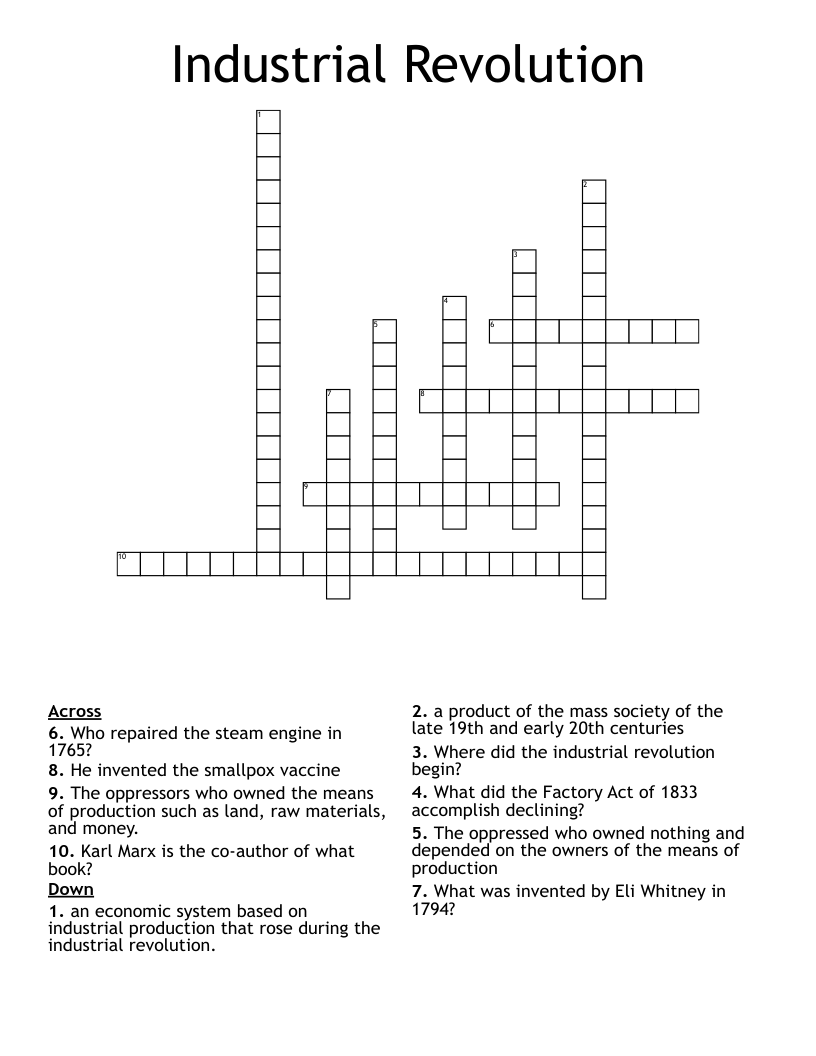 Industrial Revolution Crossword