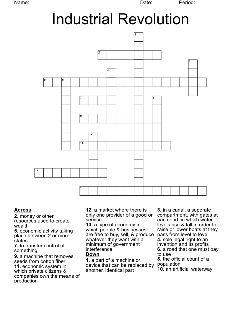 Industrial Revolution Crossword