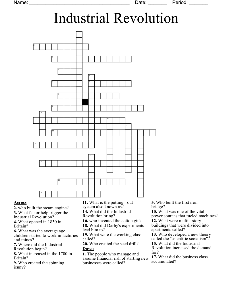 Industrial Revolution Crossword