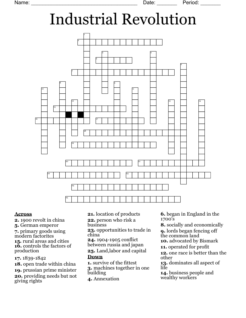 Industrial Revolution Crossword