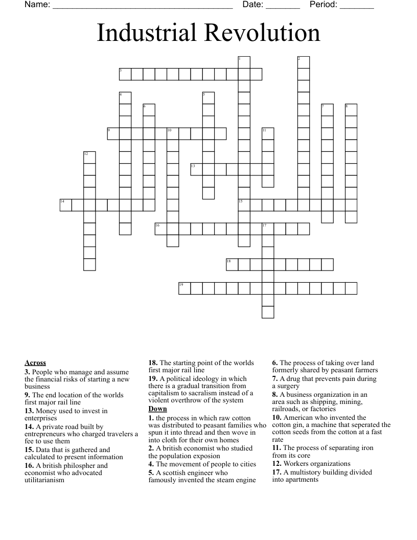 Industrial Revolution Crossword