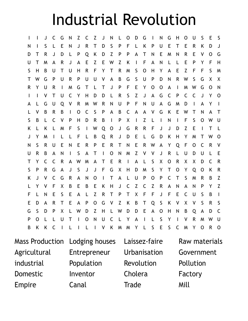 Industrial Revolution Word Search