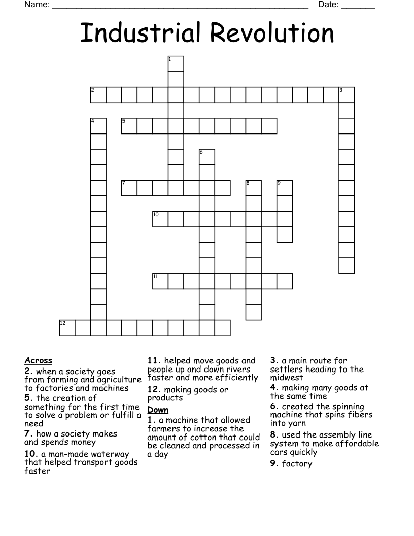 Industrial Revolution Crossword