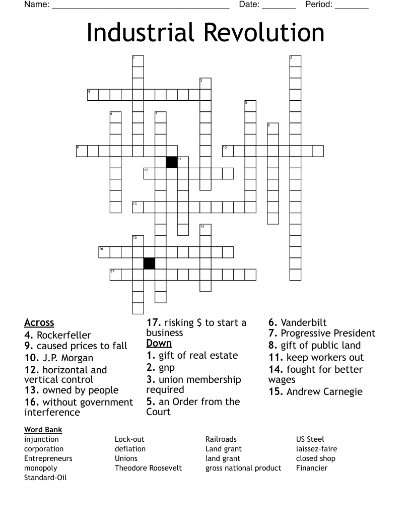 Industrial Revolution Crossword