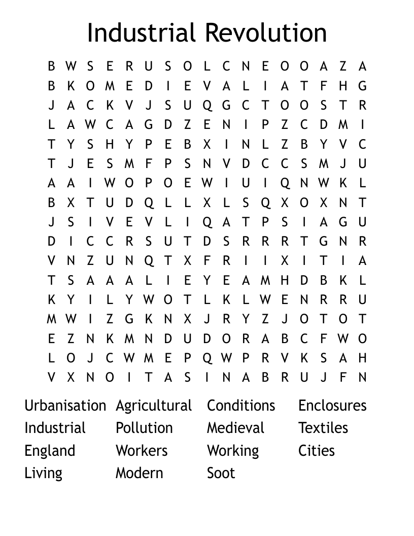 Industrial Revolution Word Search