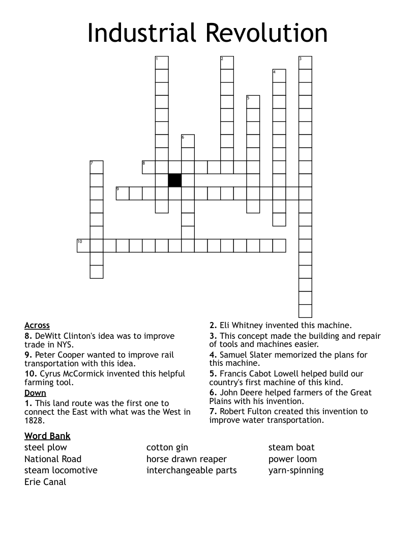Industrial Revolution Crossword