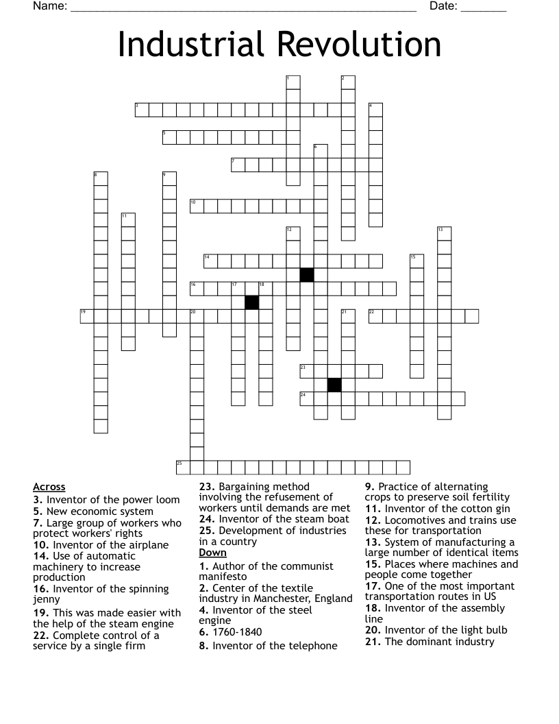 Industrial Revolution Crossword