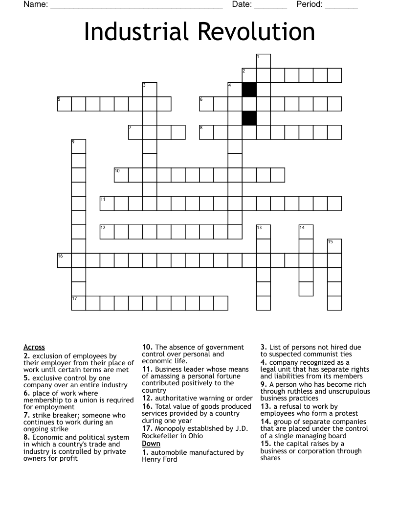 Industrial Revolution Crossword