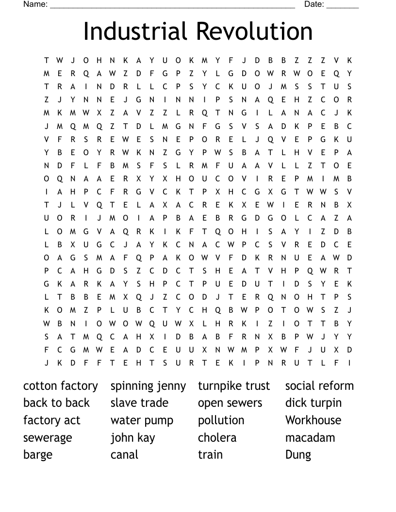 Industrial Revolution Word Search