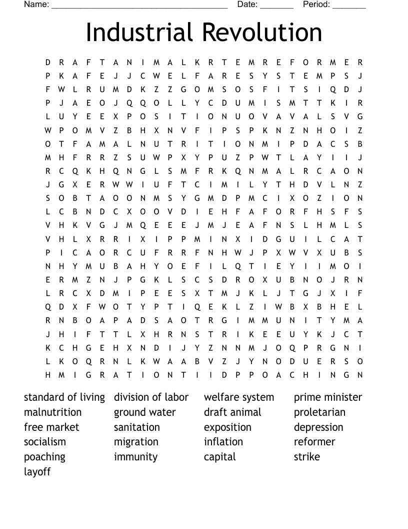 Industrial Revolution Word Search