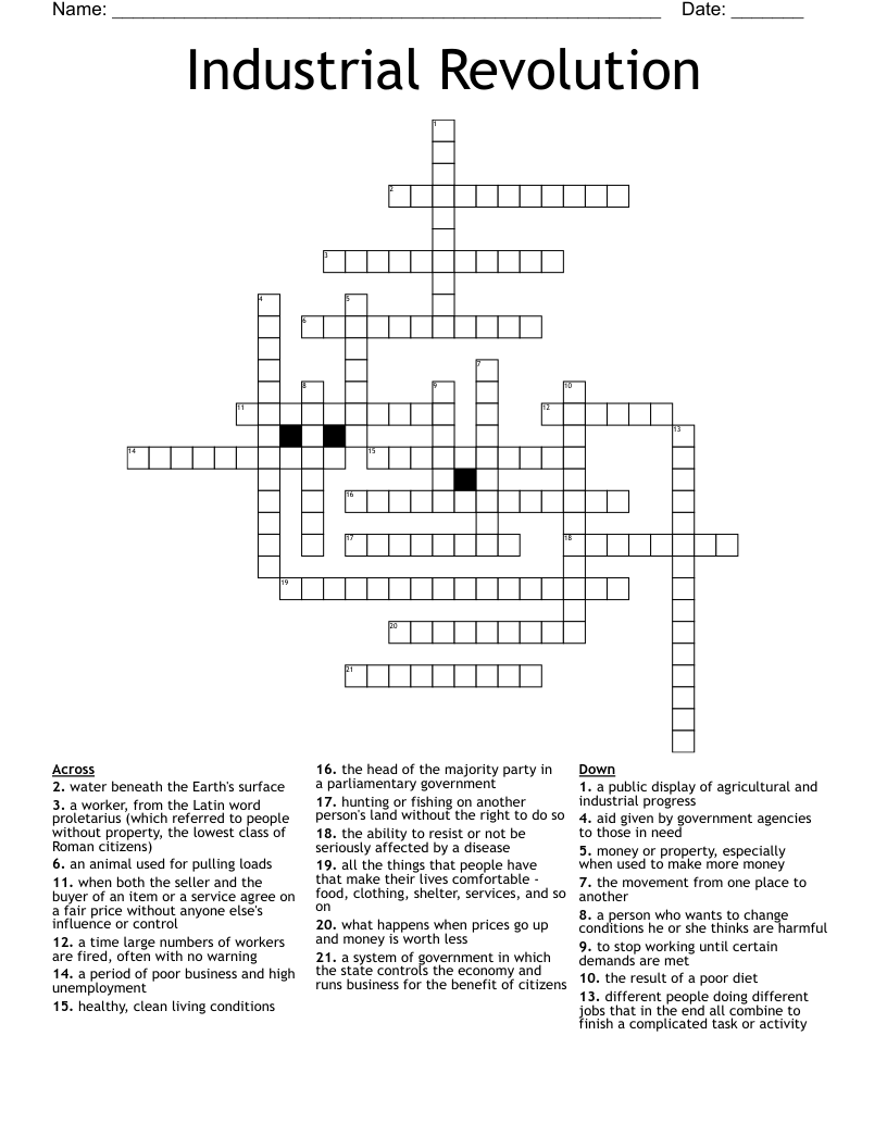 Industrial Revolution Crossword