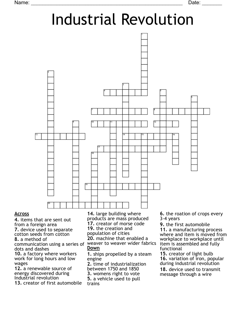 Industrial Revolution Crossword