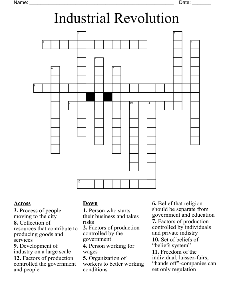 Industrial Revolution Crossword