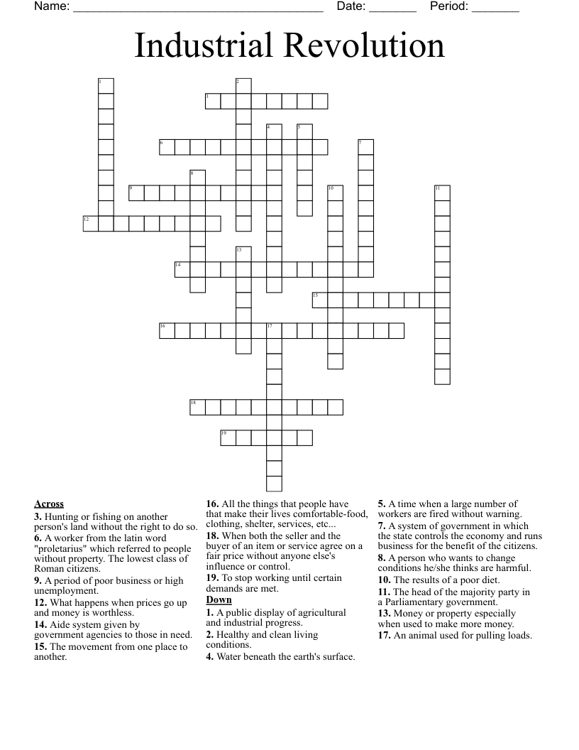 Industrial Revolution Crossword