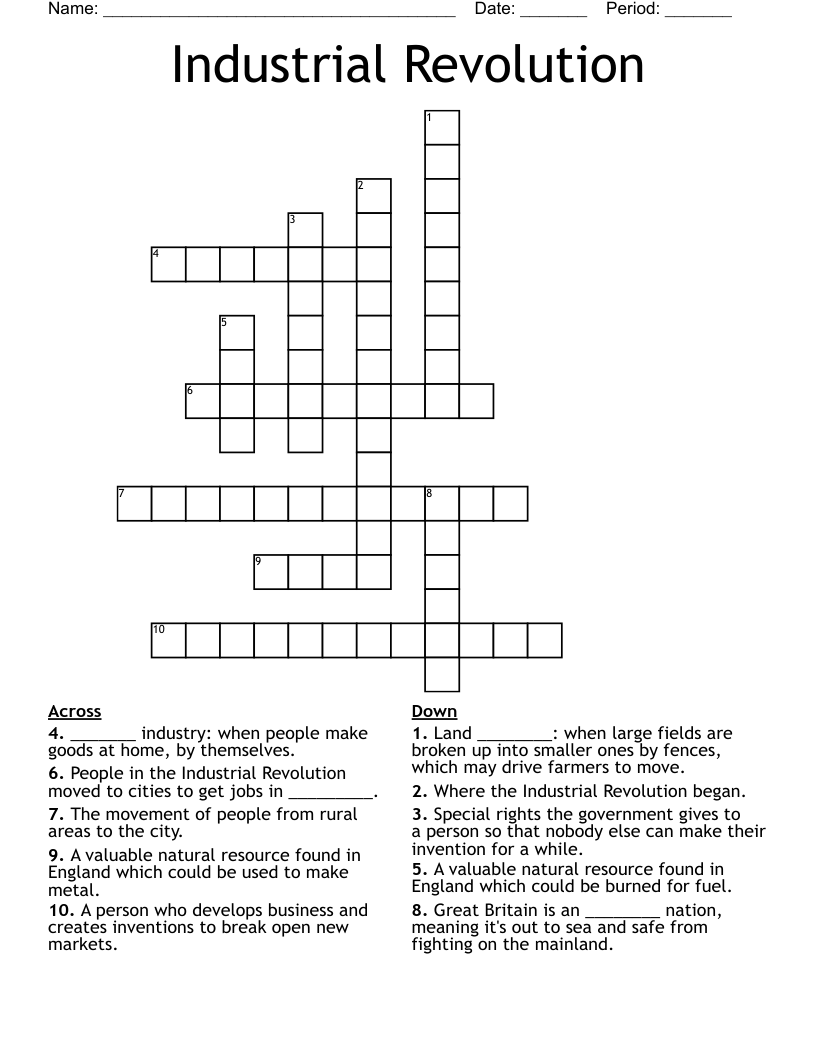 Industrial Revolution Crossword