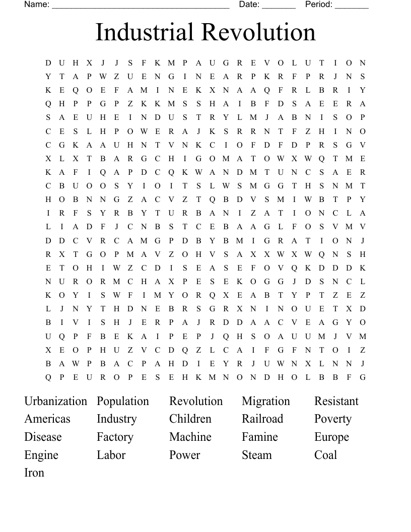 Industrial Revolution Word Search